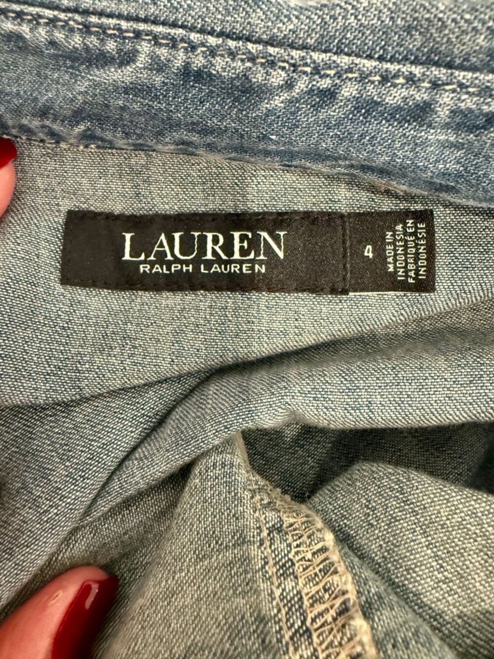 Lauren Ralph Lauren Western Denim Shirt Dress NWOT - Size 4 - Picture 5 of 8